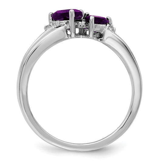 Shop Stylish 14K White Gold Heart Ring with Amethyst & Diamond Duo  | Luxury Design