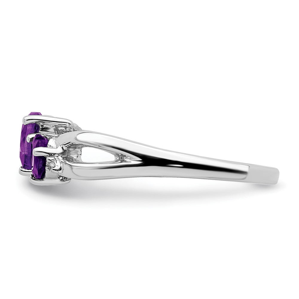 Shop Stylish 14K White Gold Heart Ring with Amethyst & Diamond Duo  | Luxury Design