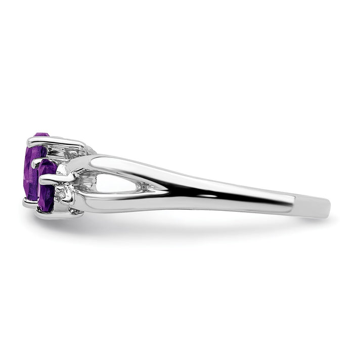Shop Stylish 14K White Gold Heart Ring with Amethyst & Diamond Duo  | Luxury Design-4
