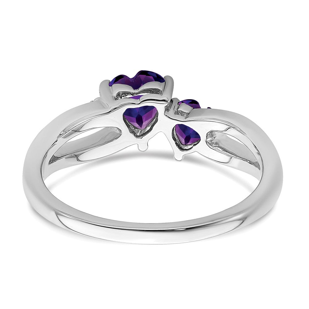 Shop Stylish 14K White Gold Heart Ring with Amethyst & Diamond Duo  | Luxury Design