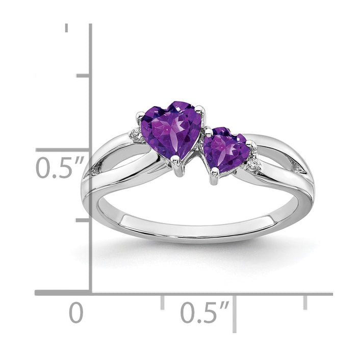 Shop Stylish 14K White Gold Heart Ring with Amethyst & Diamond Duo  | Luxury Design-3