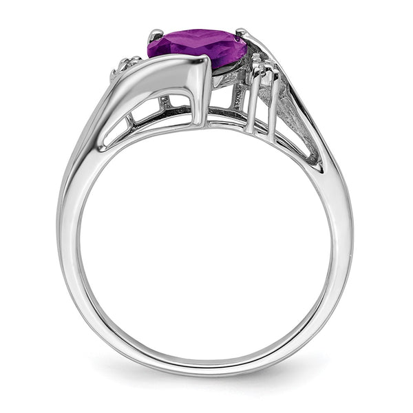 14K White Gold Heart Ring with Amethyst & Diamond Accents - Style GR1-1010803