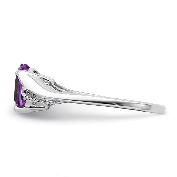 Buy Exclusive 14K White Gold Heart Ring with Amethyst & Diamond Accents-4