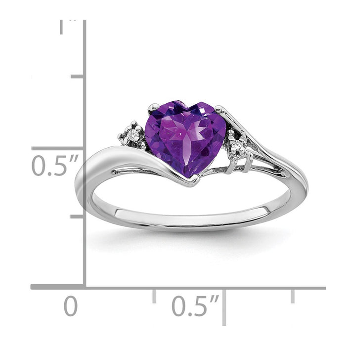 Buy Exclusive 14K White Gold Heart Ring with Amethyst & Diamond Accents-3
