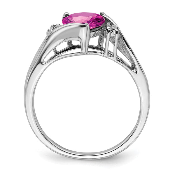 14K White Gold Heart Ring with Pink Sapphire & Diamonds - Style GR1-1010808