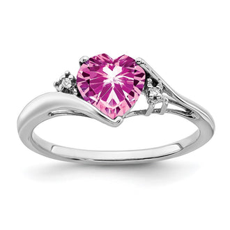 Buy Exclusive 14K White Gold Heart Ring with Pink Sapphire & Diamonds - Stylish Value