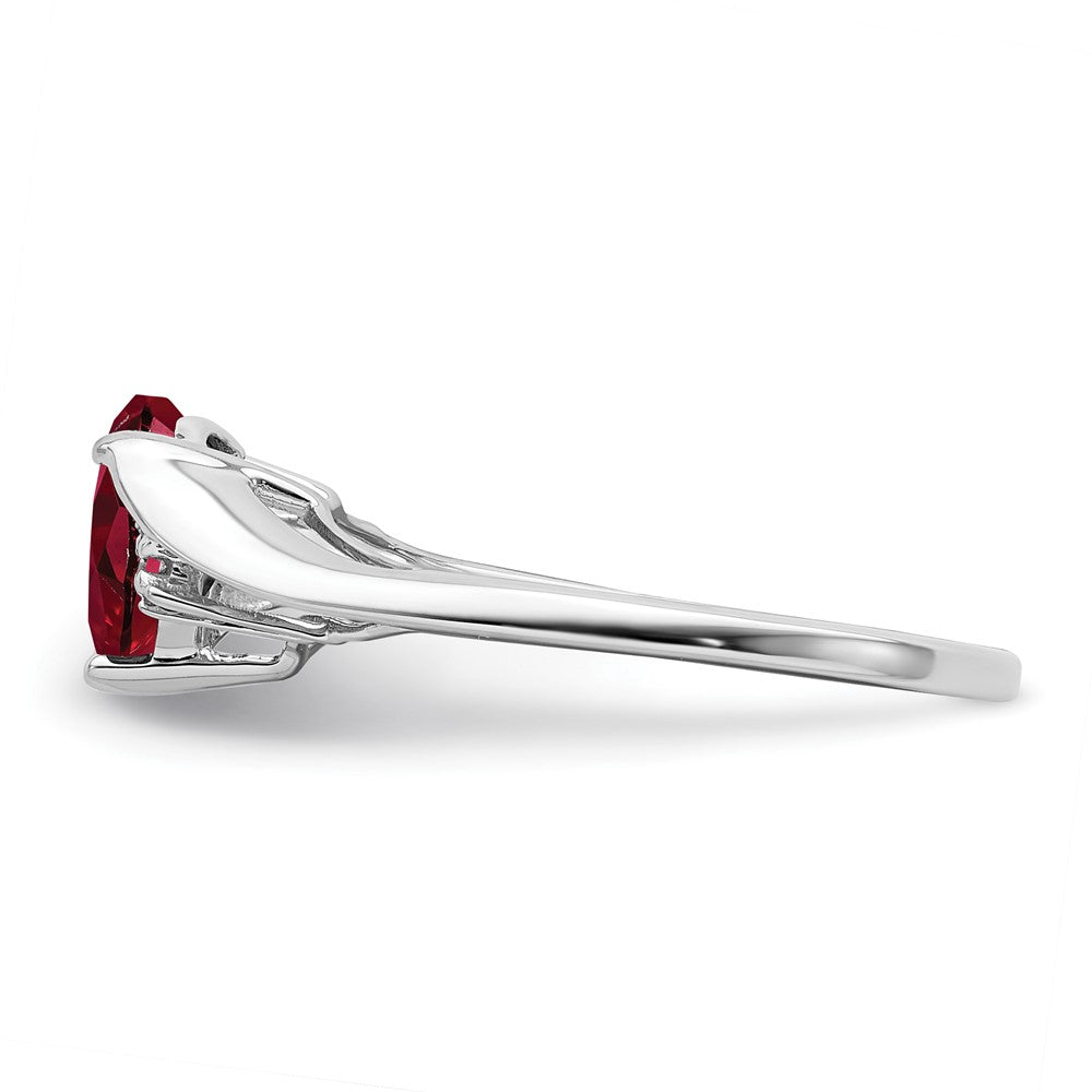 High-Quality 14K White Gold Heart Ring with Ruby & Diamond Accents - Stylish Value