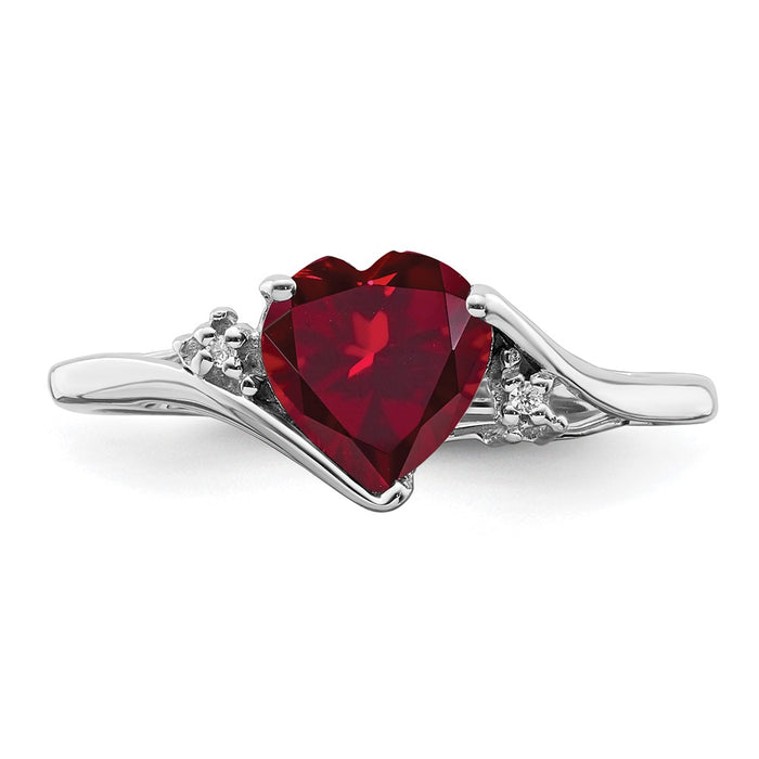High-Quality 14K White Gold Heart Ring with Ruby & Diamond Accents - Stylish Value-4