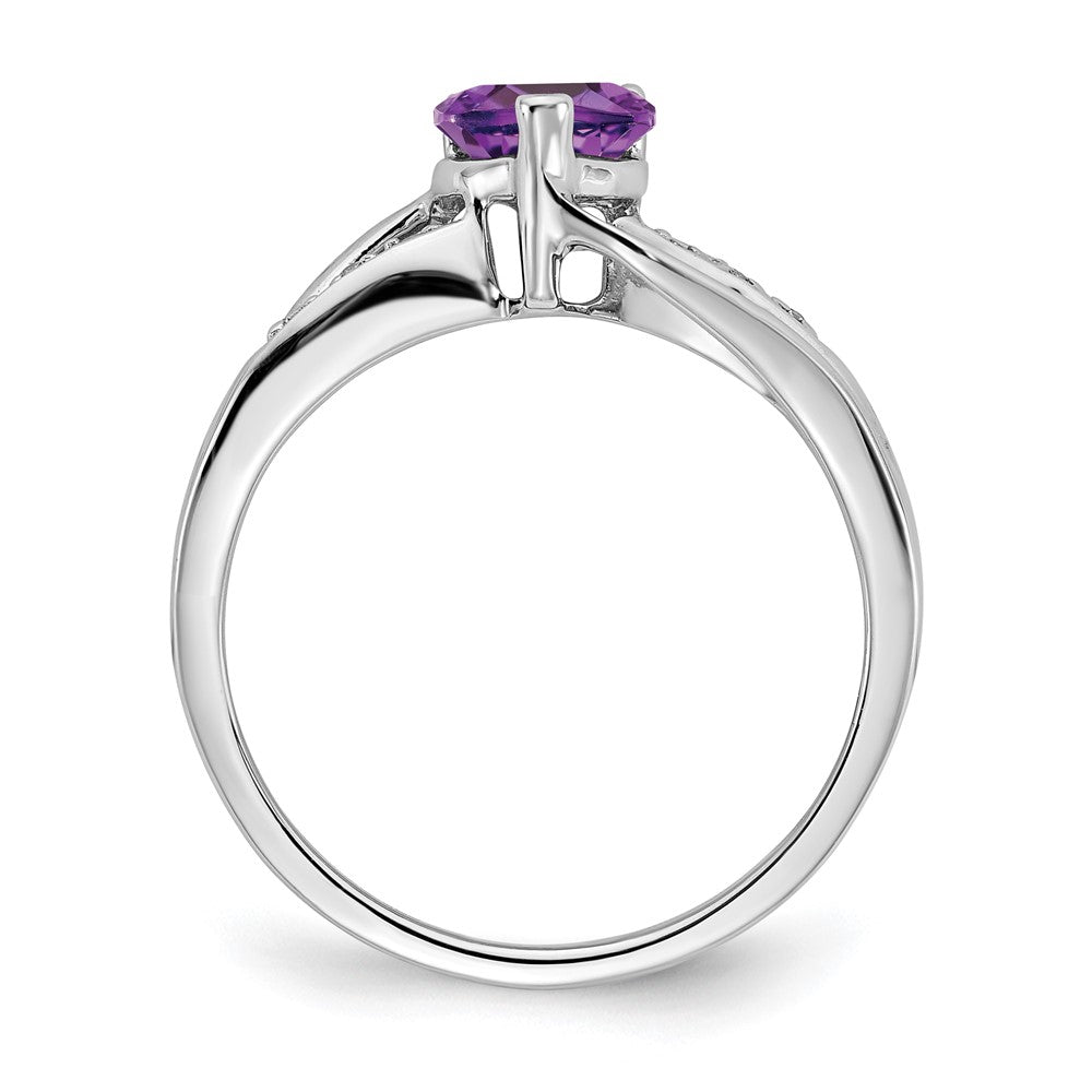 Exclusive 14K White Gold Heart Ring with Amethyst & Diamond Accents - Stylish Value