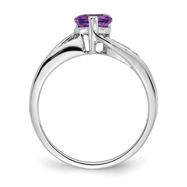 Exclusive 14K White Gold Heart Ring with Amethyst & Diamond Accents - Stylish Value