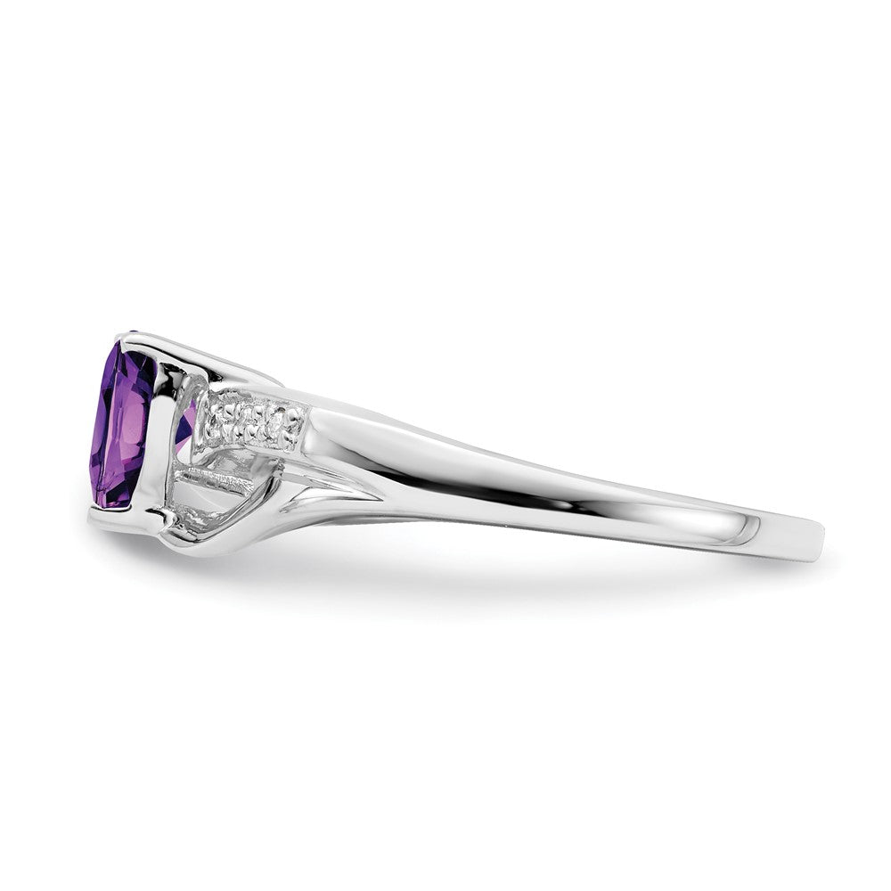 Exclusive 14K White Gold Heart Ring with Amethyst & Diamond Accents - Stylish Value