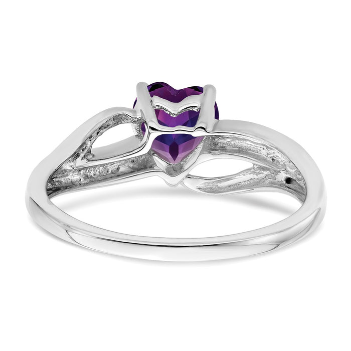 Exclusive 14K White Gold Heart Ring with Amethyst & Diamond Accents - Stylish Value-6