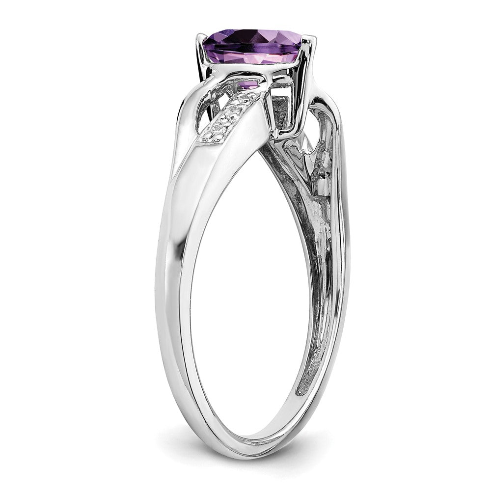 Exclusive 14K White Gold Heart Ring with Amethyst & Diamond Accents - Stylish Value