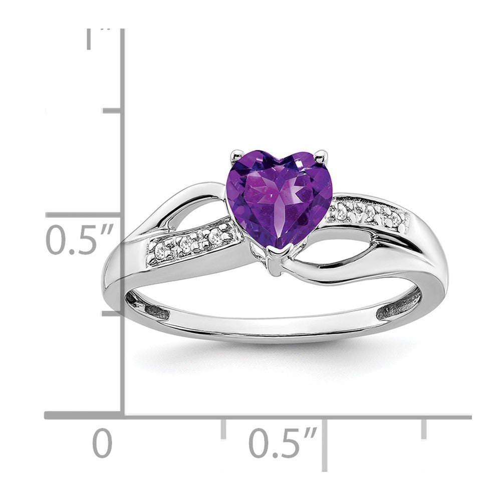 Exclusive 14K White Gold Heart Ring with Amethyst & Diamond Accents - Stylish Value
