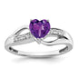 Exclusive 14K White Gold Heart Ring with Amethyst & Diamond Accents - Stylish Value-1