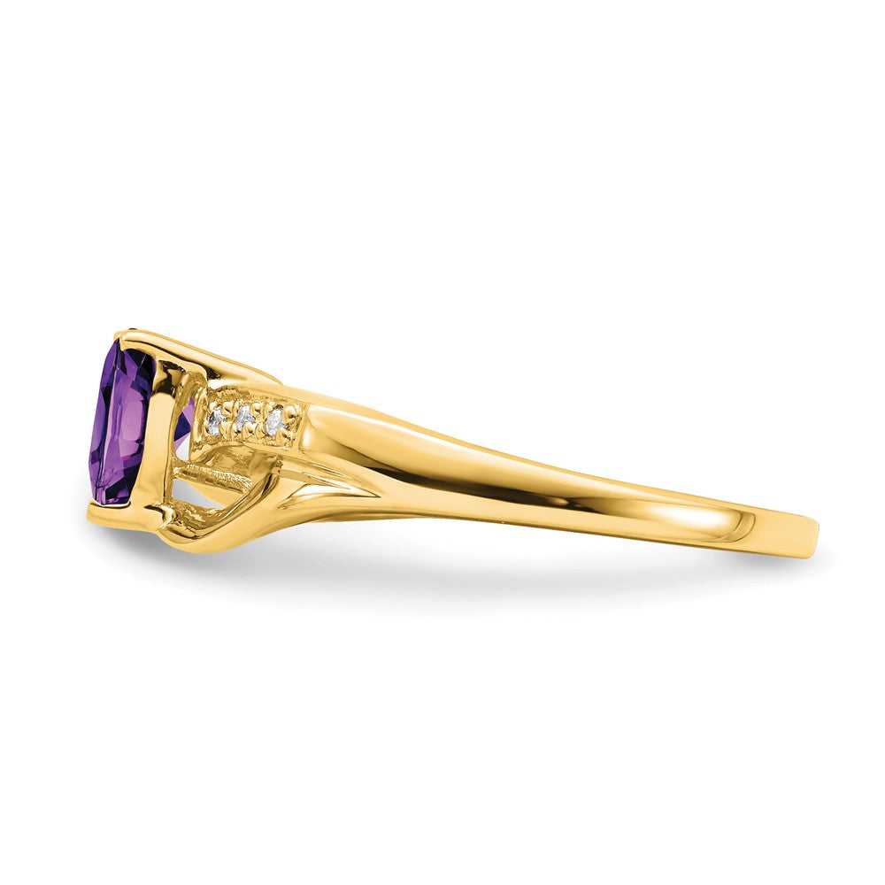 Shop Stylish 14K Gold Heart Ring with Amethyst & Diamond Accents, 2.5g