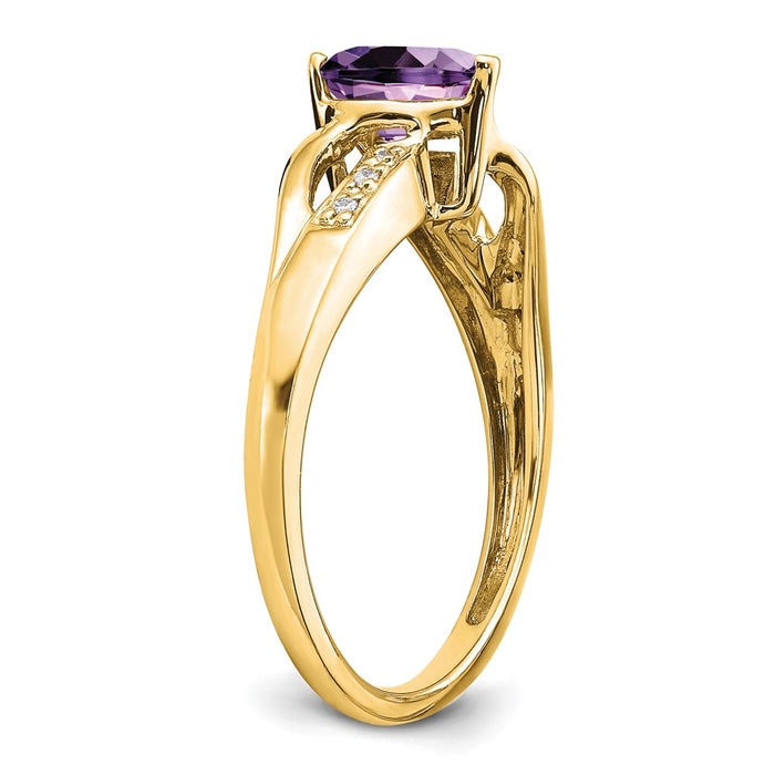 Shop Stylish 14K Gold Heart Ring with Amethyst & Diamond Accents, 2.5g-7