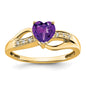 Shop Stylish 14K Gold Heart Ring with Amethyst & Diamond Accents, 2.5g-1