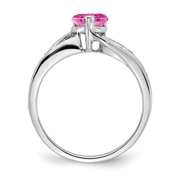 Buy Exclusive 14K White Gold Heart Ring with Pink Sapphire & Diamonds, Stylish Design