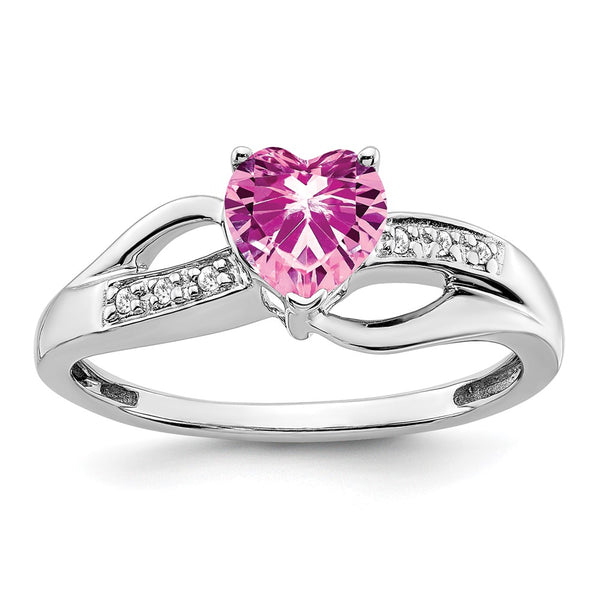 Buy Exclusive 14K White Gold Heart Ring with Pink Sapphire & Diamonds, Stylish Design