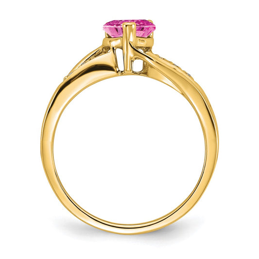 Buy 14K Gold Heart Ring with Created Pink Sapphire & Diamonds | Stylish Value