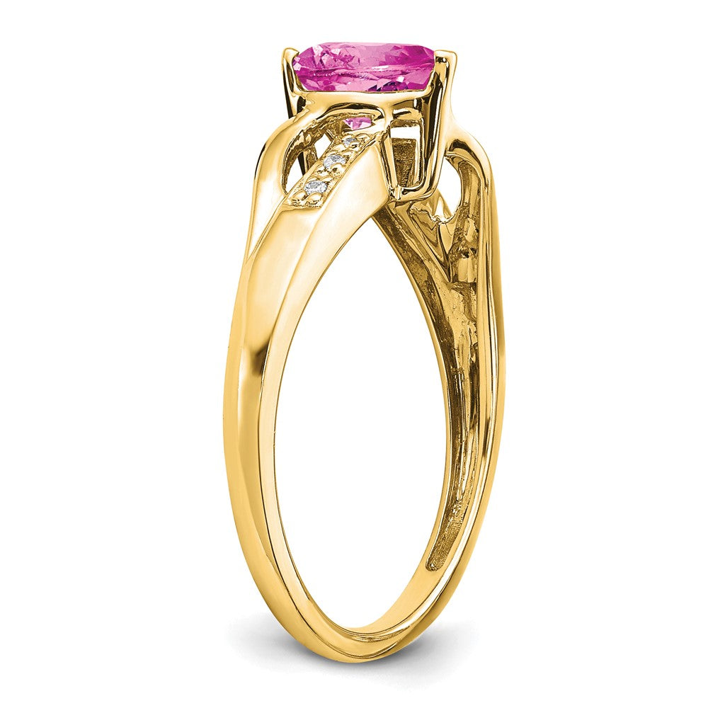 Buy 14K Gold Heart Ring with Created Pink Sapphire & Diamonds | Stylish Value