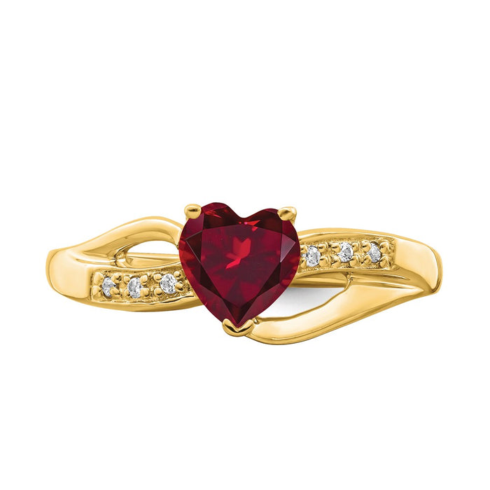 Buy Exclusive 14K Gold Heart-Shaped Ring with Ruby & Diamond - Stylish Value!-4