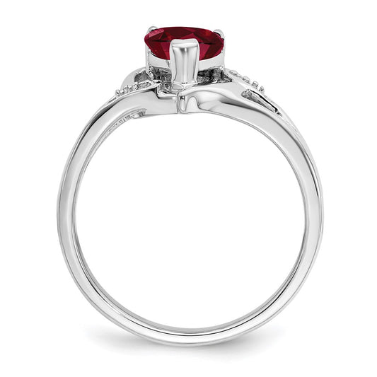 High-Quality 14K White Gold Heart Ring with Ruby & Diamond Accents - Stylish Value