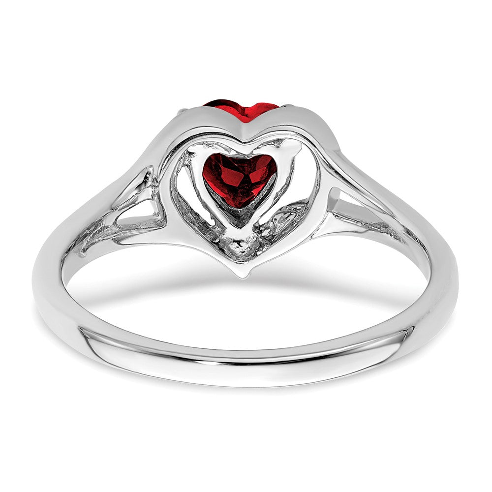 High-Quality 14K White Gold Heart Ring with Ruby & Diamond Accents - Stylish Value