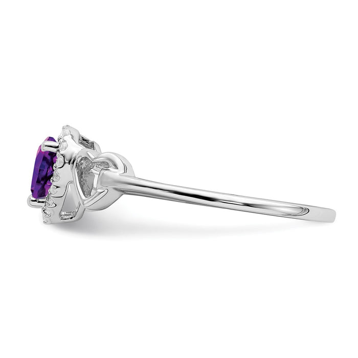 Shop Exclusive 14K White Gold Heart Ring - Amethyst & Diamond Accents, Stylish!-4