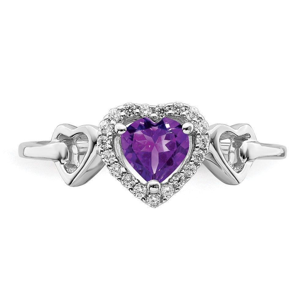 Shop Exclusive 14K White Gold Heart Ring - Amethyst & Diamond Accents, Stylish!