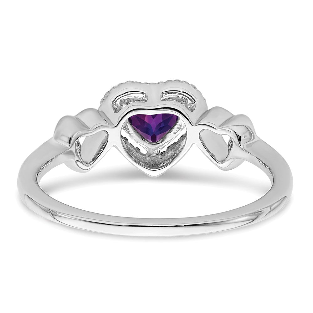 Shop Exclusive 14K White Gold Heart Ring - Amethyst & Diamond Accents, Stylish!