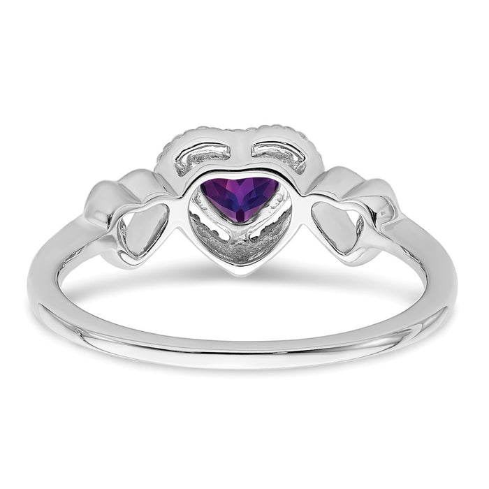 Shop Exclusive 14K White Gold Heart Ring - Amethyst & Diamond Accents, Stylish!-6