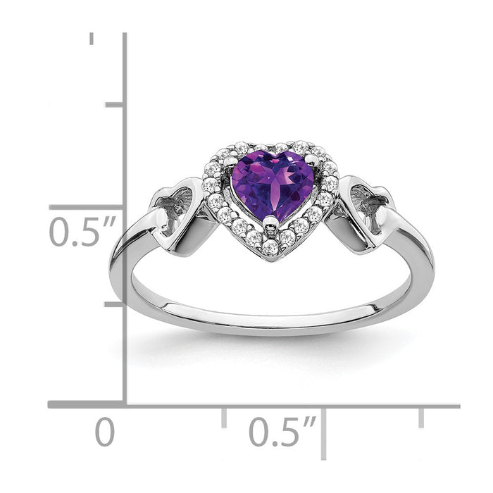 Shop Exclusive 14K White Gold Heart Ring - Amethyst & Diamond Accents, Stylish!-3
