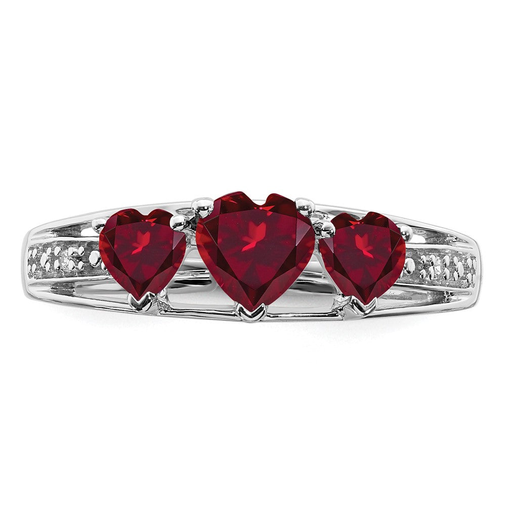 Buy Exclusive 14K White Gold Heart Ring with Created Ruby & Diamond Accents