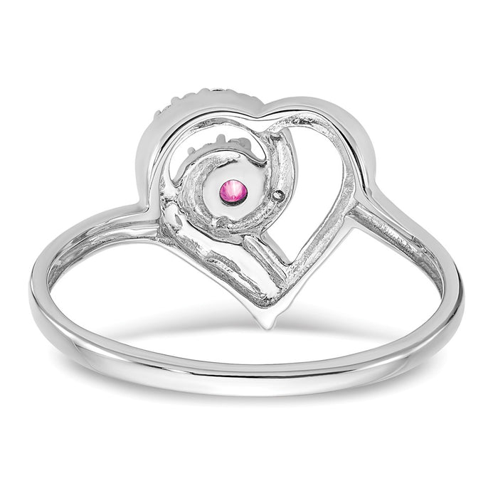 Shop Exclusive 14K White Gold Heart Ring with Pink Sapphire & Diamonds - Stylish & Affordable!-6