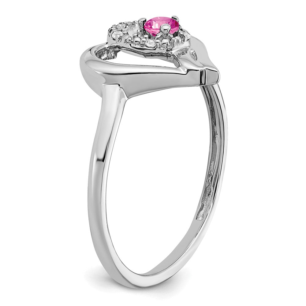 Shop Exclusive 14K White Gold Heart Ring with Pink Sapphire & Diamonds - Stylish & Affordable!