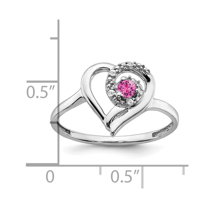 Shop Exclusive 14K White Gold Heart Ring with Pink Sapphire & Diamonds - Stylish & Affordable!-3