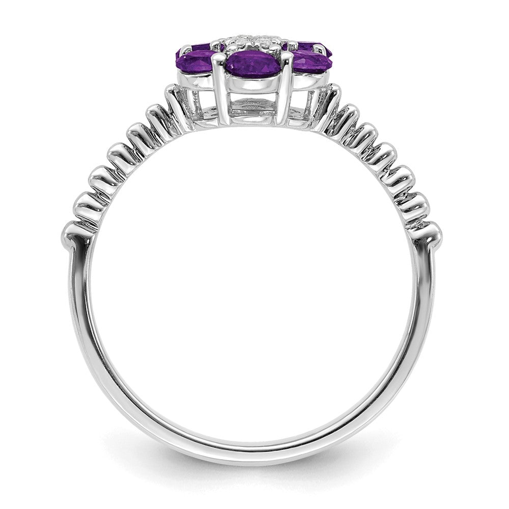 Shop Exclusive 14K White Gold Floral Ring with Amethyst & Diamond Accents - Stylish!