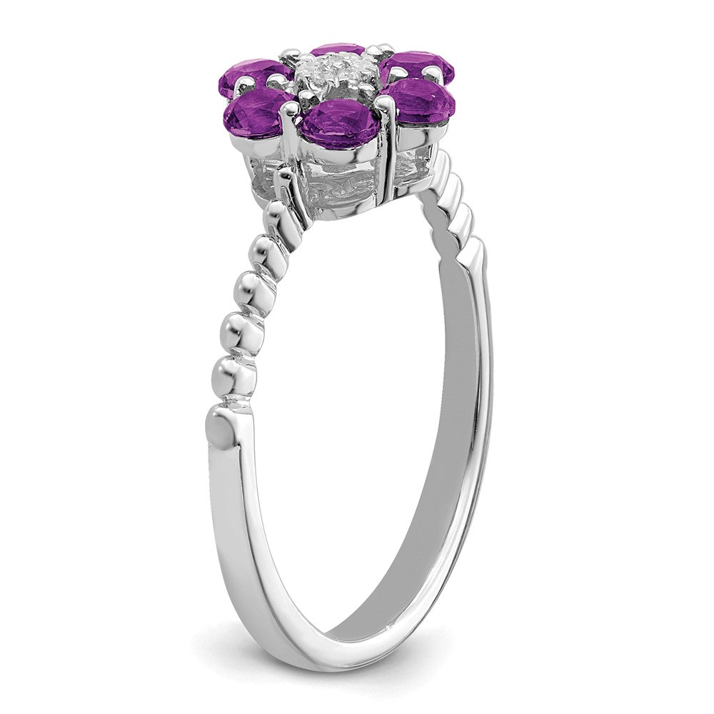 Shop Exclusive 14K White Gold Floral Ring with Amethyst & Diamond Accents - Stylish!