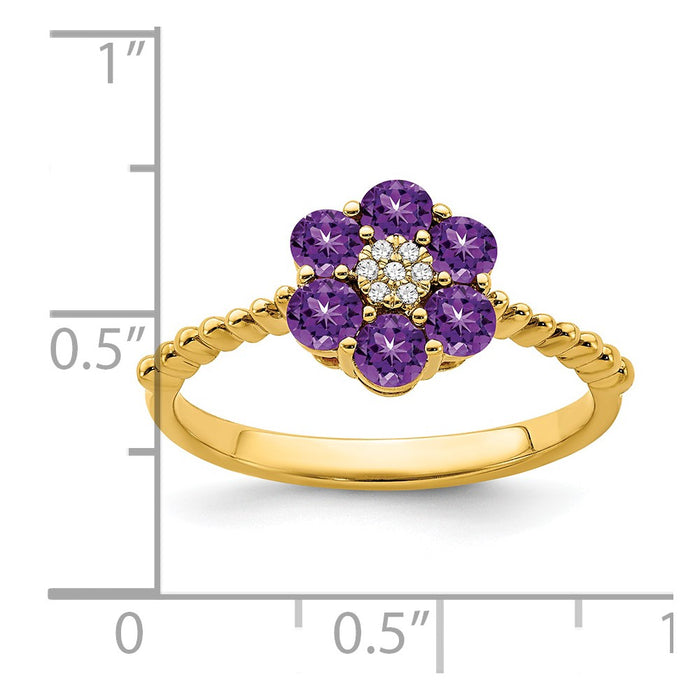 Buy Exclusive 14K Gold Amethyst & Diamond Floral Ring - Stylish & Affordable!-3