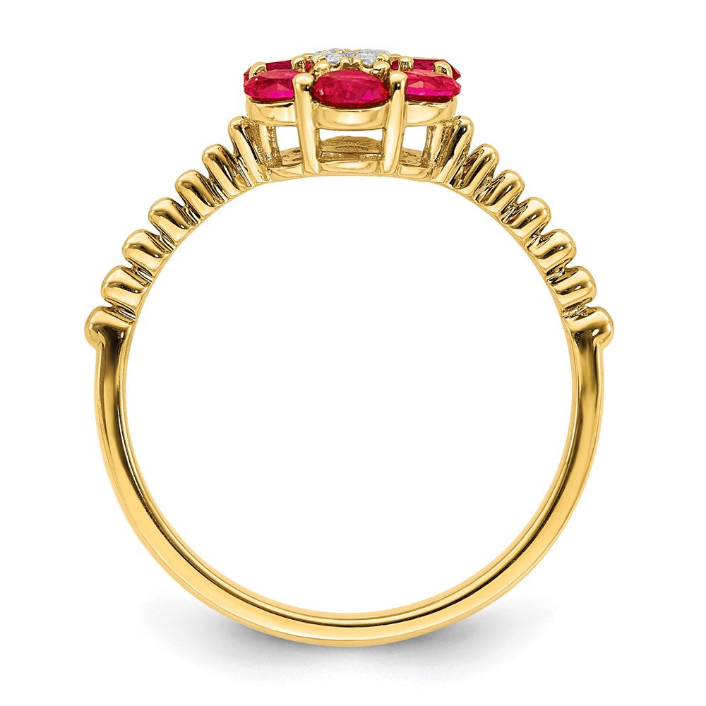 High-Quality 14K Gold Ruby & Diamond Floral Ring | Stylish Luxury Jewelry