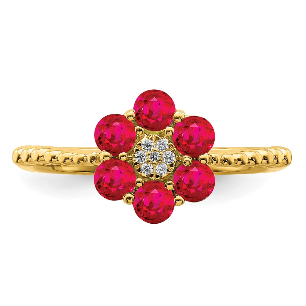 High-Quality 14K Gold Ruby & Diamond Floral Ring | Stylish Luxury Jewelry