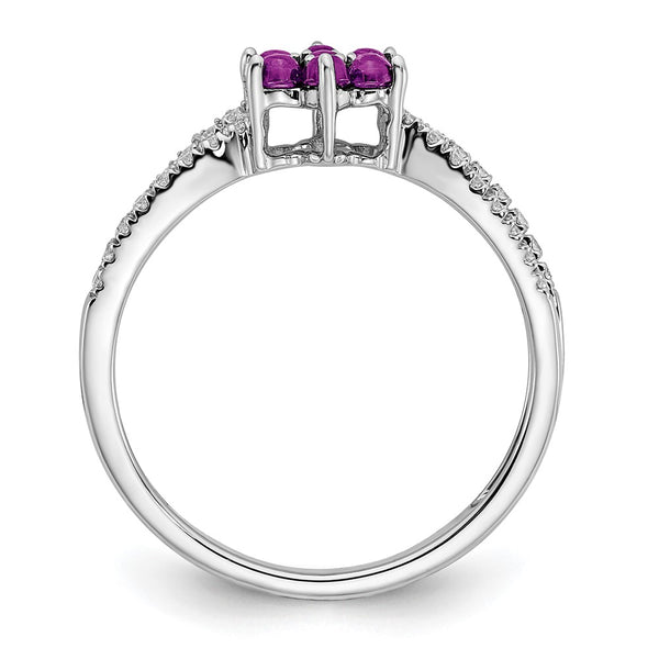 Buy Exclusive 14K White Gold Floral Ring with Amethyst & Diamond Accents