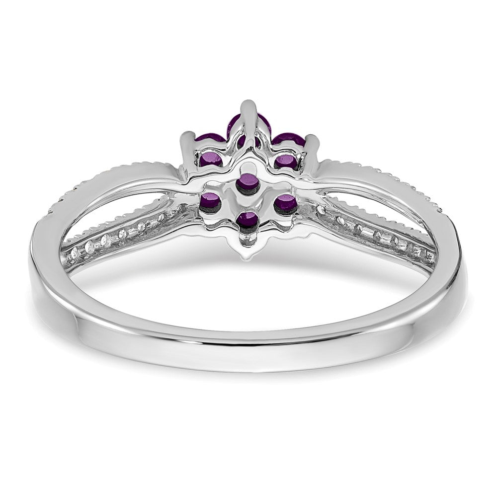 Buy Exclusive 14K White Gold Floral Ring with Amethyst & Diamond Accents