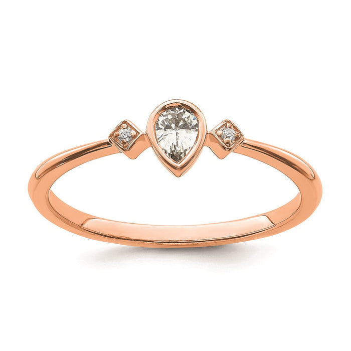 Exclusive 14K Rose Gold 3-Stone Pear Diamond Engagement Ring - Affordable Luxury-7