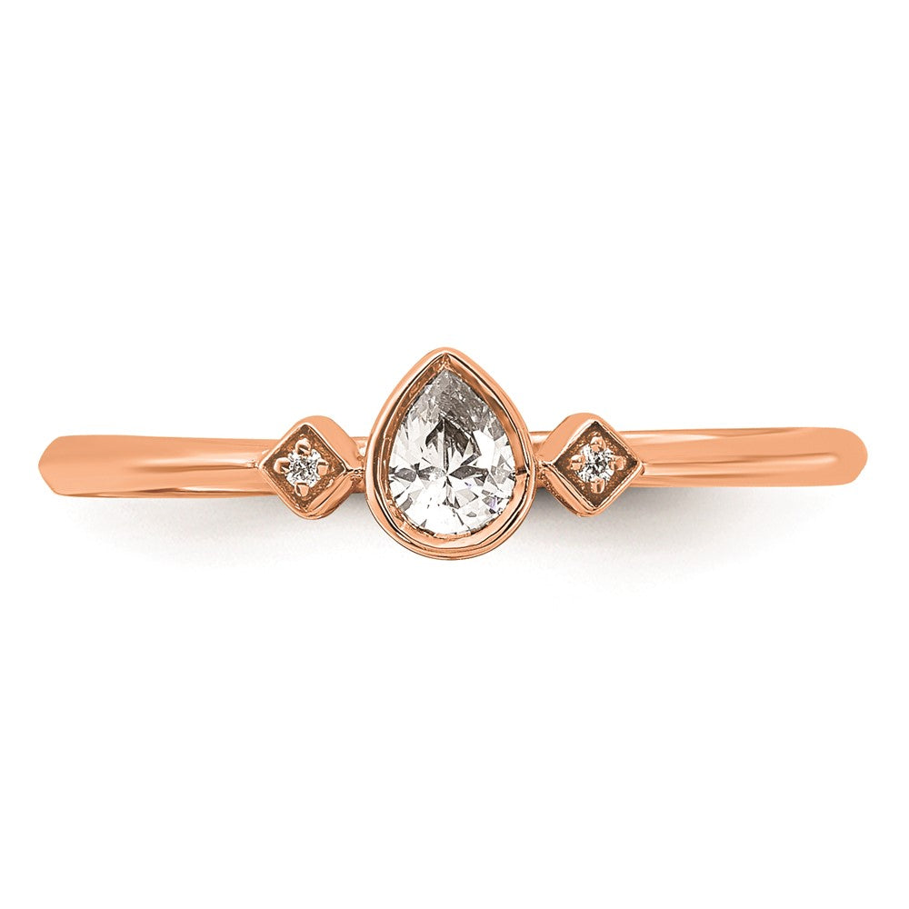 Exclusive 14K Rose Gold 3-Stone Pear Diamond Engagement Ring - Affordable Luxury