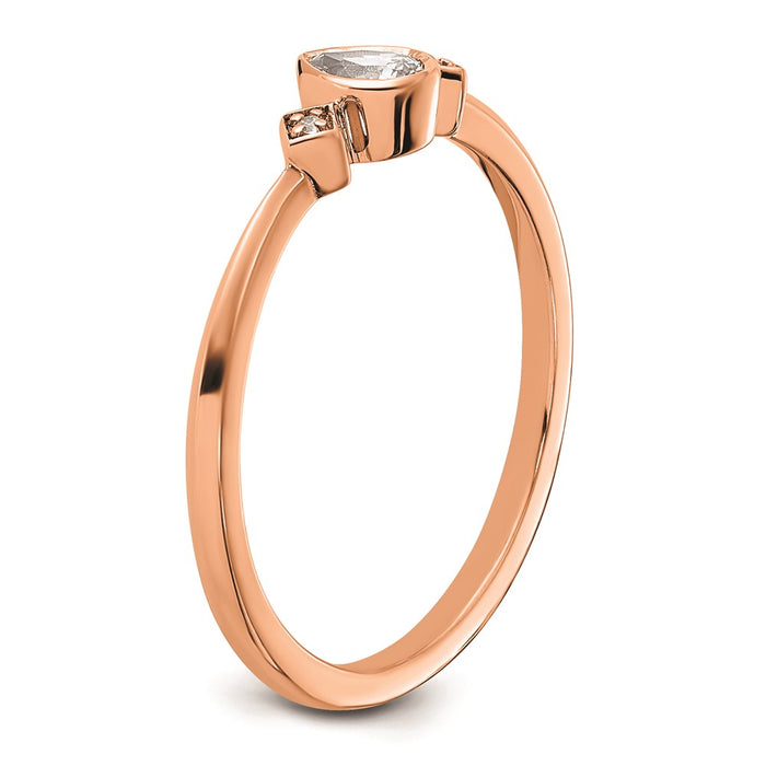 Exclusive 14K Rose Gold 3-Stone Pear Diamond Engagement Ring - Affordable Luxury-6
