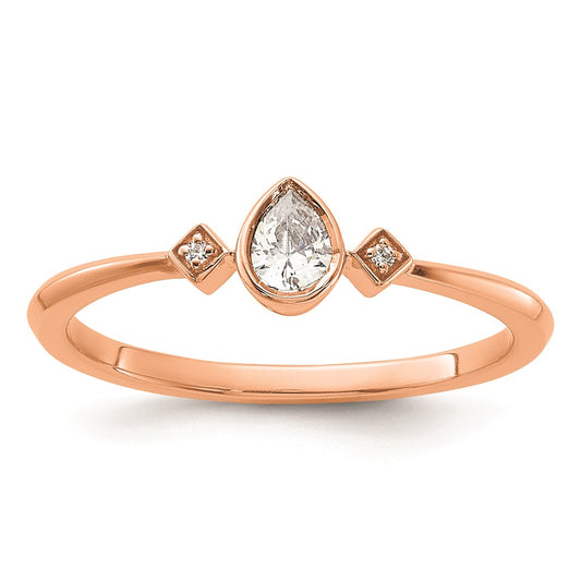 Exclusive 14K Rose Gold 3-Stone Pear Diamond Engagement Ring - Affordable Luxury