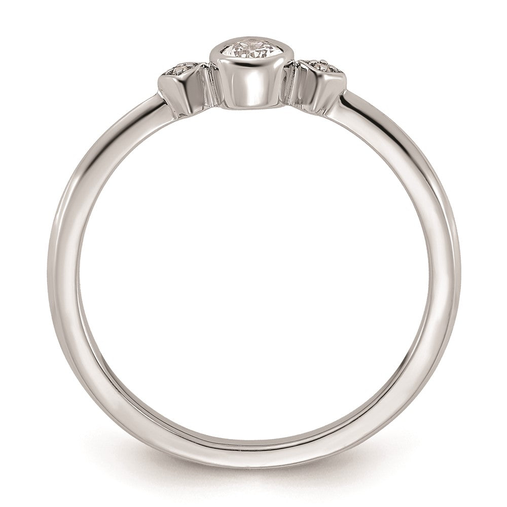 Exclusive 14K White Gold Petite 3-Stone Pear Diamond Engagement Ring - 1/15 Carat